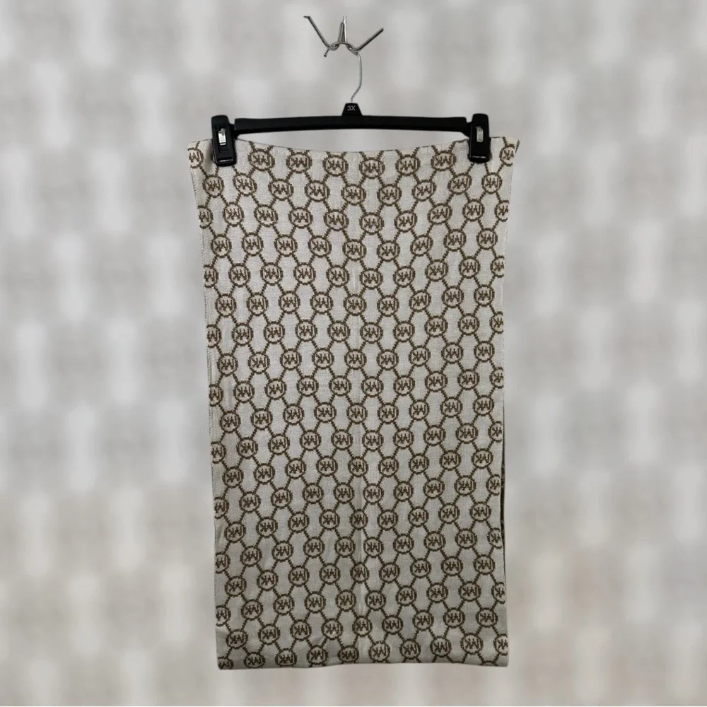 Michael Michael Kors MK Logo Gold Cream Infinity Wrap Scarf